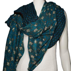 AHMADDY Woll-Schal dunkelgrün türkis braun